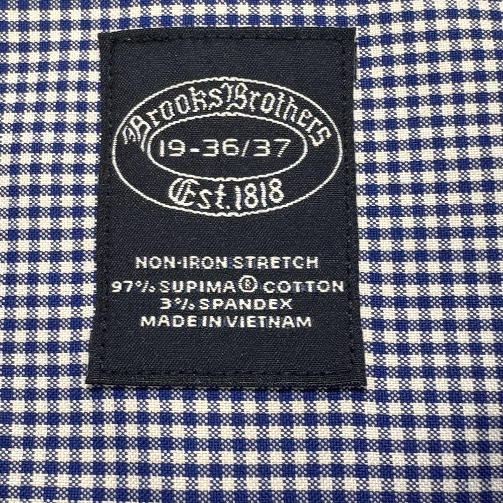 Brooks Brothers Dress Shirt Men 19 36/37 Blue Ainsley Collar Stretch Pima Cotton - Picture 2 of 6